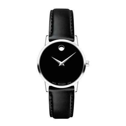 Movado Museum Black Dial Black Leather Strap Watch For Men - 2100002