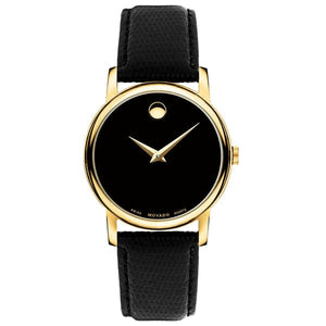 Movado Museum Black Dial Black Leather Strap Watch For Men - 2100005