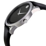 Movado Museum Black Dial Black Leather Strap Watch For Men - 606502