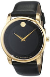 Movado Museum Black Dial Black Leather Strap Watch For Men - 606876