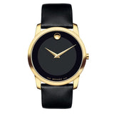 Movado Museum Black Dial Black Leather Strap Watch For Men - 606876