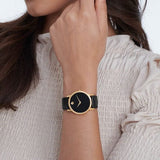 Movado Museum Black Dial Black Leather Strap Watch For Women - 2100006