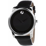 Movado Museum Black Dial Black Leather Strap Watch For Men - 606502