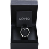 Movado Museum Black Dial Black Leather Strap Watch For Men - 606502