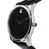 Movado Museum Black Dial Black Leather Strap Watch For Men - 607012