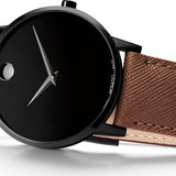 Movado Museum Classic Black Dial Brown Leather Strap Watch for Men - 0607198