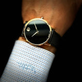 Movado Museum Classic Black Dial Black Leather Strap Watch for Men - 0607196