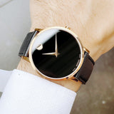 Movado Museum Classic Black Dial Black Leather Strap Watch for Men - 0607196