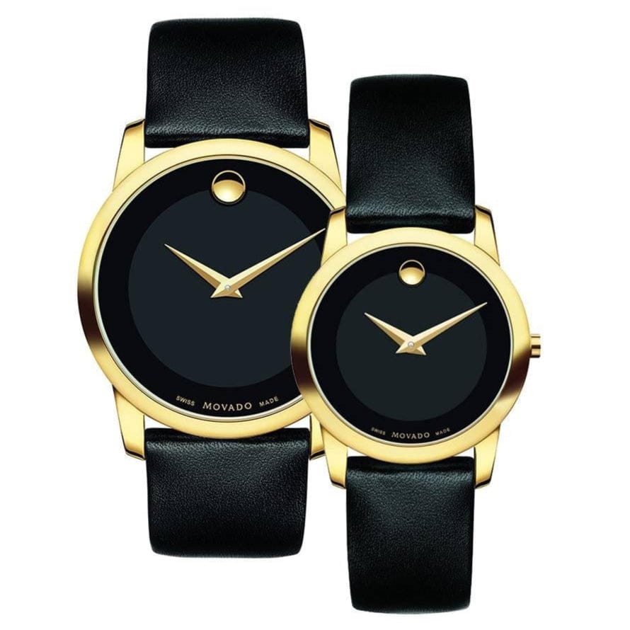 Movado Museum Classic Black Dial Black Leather Strap Watch For Women - 0606877