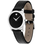 Movado Museum Classic Black Dial Black Leather Strap Watch For Women - 0607015
