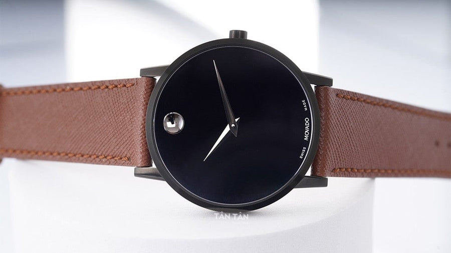 Movado Museum Classic Black Dial Brown Leather Strap Watch for Men - 0607198