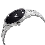 Movado Museum Classic Diamonds Black Dial Silver Steel Strap Watch for Men - 0607201