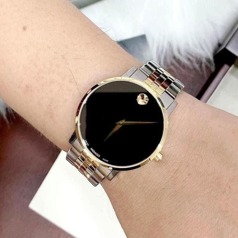 Movado Museum Classic Black Dial Two Tone Steel Strap Watch for Men - 0607200