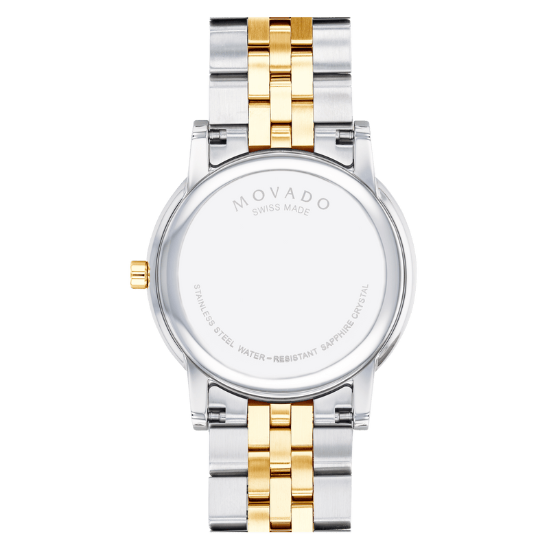 Movado Museum Classic Black Dial Two Tone Steel Strap Watch for Men - 0607200