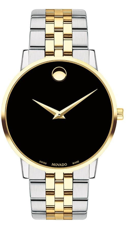 Movado Museum Classic Black Dial Two Tone Steel Strap Watch for Men - 0607200