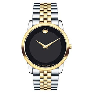 Movado Museum Classic Black Dial Two Tone Steel Strap Watch For Men - 606899