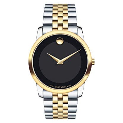 Movado Museum Classic Black Dial Two Tone Steel Strap Watch For Men - 606899