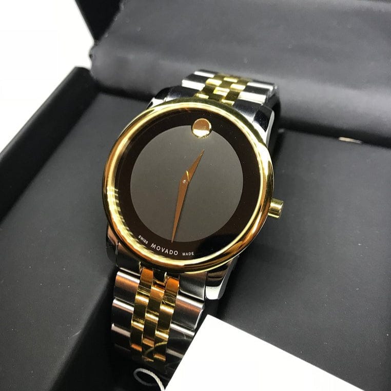 Movado Museum Classic Black Dial Two Tone Steel Strap Watch For Women - 0606605