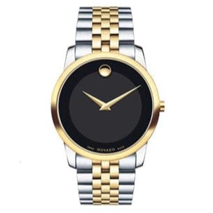 Movado Museum Classic Black Dial Two Tone Steel Strap Watch For Women - 0606605