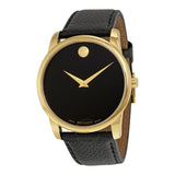 Movado Museum Black Dial Black Leather Strap Watch For Men - 0607014