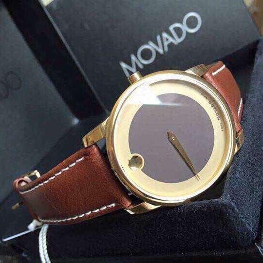 Movado Museum Classic Brown Dial Brown Leather Strap Watch For Men - 0606880