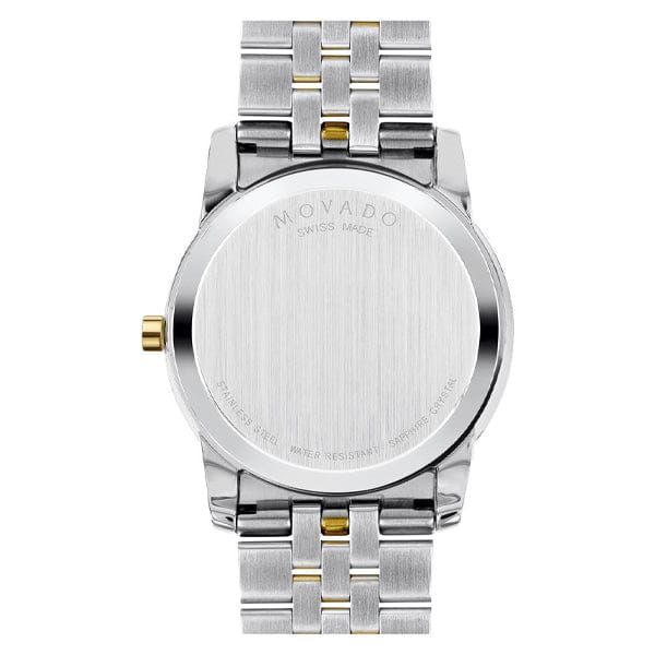 Movado Museum Classic Diamonds Black Dial Two Tone Steel Strap Watch For Men - 0606879