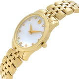 Movado Museum Classic Diamonds Mother of Pearl Dial Gold Steel Strap Watch For Women - 0606998