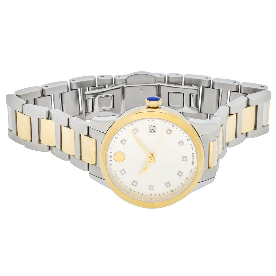 Movado Museum Classic Diamonds Mother of Pearl Dial Two Tone Steel Strap Watch For Women - 0606613