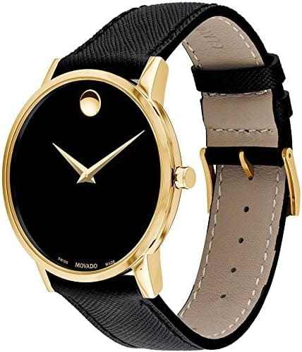 Movado Museum Classic Quartz Black Dial Black Leather Strap Watch for Men - 0607195