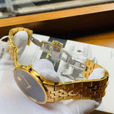 Movado Museum Classic Quartz Black Dial Gold Steel Strap Watch for Men - 0607203