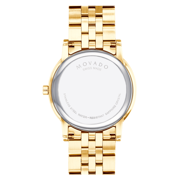 Movado Museum Classic Quartz Black Dial Gold Steel Strap Watch for Men - 0607203