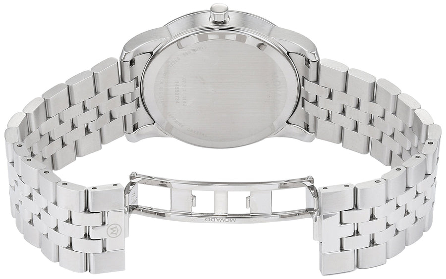 Movado Museum Diamonds Black Dial Silver Steel Strap Watch For Men - 606878
