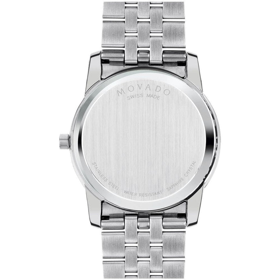 Movado Museum Diamonds Black Dial Silver Steel Strap Watch For Men - 606878