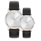 Movado Museum Quartz Silver Dial Black Leather Strap Watch For Men - 2100001