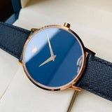 Movado Museum Sport Blue Dial Black Leather Strap Watch for Men - 0607266