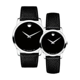 Movado Museum Classic Black Dial Black Leather Strap Watch For Women - 0607015