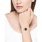 Movado Rondiro 22mm Black Dial Yellow Gold Steel Strap Watch For Women - 0606888
