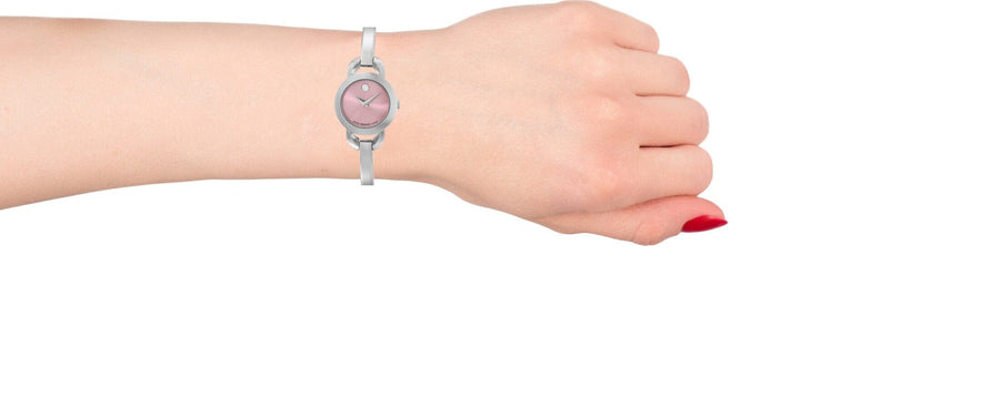 Movado Rondiro 22mm Pink Dial Stainless Steel Watch For Women - 0606797