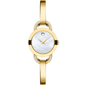 Movado Rondiro Mother of Pearl Dial Gold Steel Strap Watch For Women - 0606889