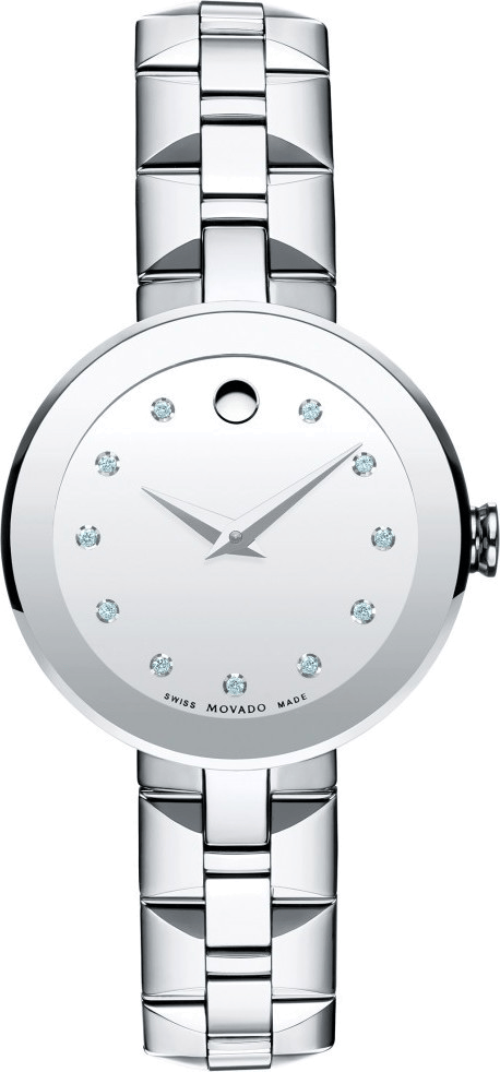 Movado Sapphire Diamonds Silver Dial Silver Steel Strap Watch For Women - 606814