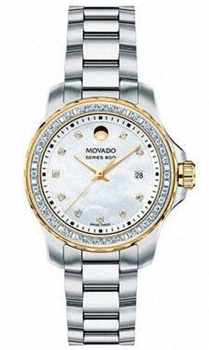 Movado Series 800 29mm Diamonds Mother of Pearl Dial Silver Steel Strap Watch For Women - 2600121