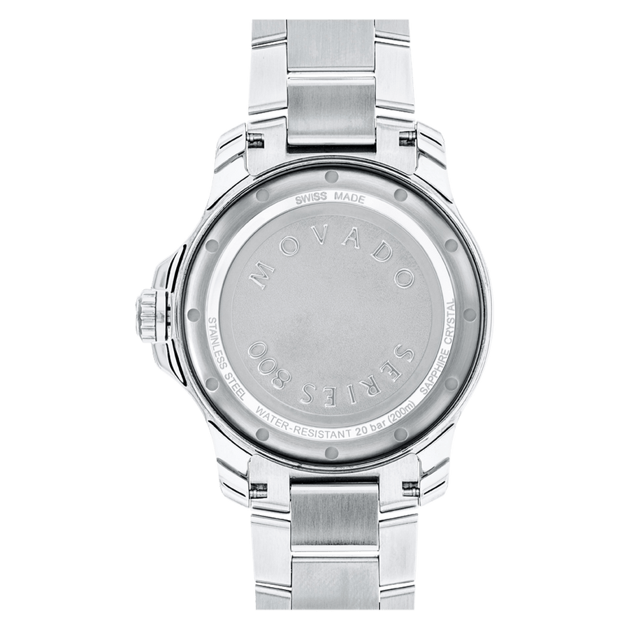 Movado Series 800 Black Dial Silver Steel Strap Watch For Men - 2600135