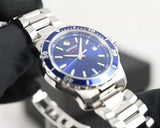 Movado Series 800 Blue Dial Silver Steel Strap Watch For Men - 2600137