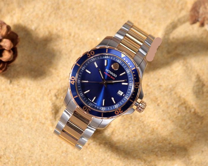 Movado Series 800 Blue Dial Two Tone Steel Strap Watch for Men - 2600149