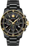 Movado Series 800 Chronograph Black Dial Black Steel Strap Watch For Men - 2600180