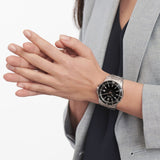 Movado Series 800 Chronograph Black Dial Silver Steel Strap Watch For Men - 2600110