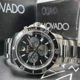 Movado Series 800 Chronograph Black Dial Silver Steel Strap Watch For Men - 2600142