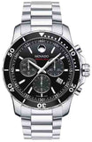 Movado Series 800 Chronograph Black Dial Silver Steel Strap Watch For Men - 2600142