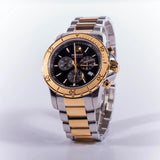 Movado Series 800 Chronograph Black Dial Two Tone Steel Strap Watch For Men - 2600138