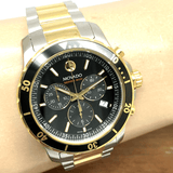 Movado Series 800 Chronograph Black Dial Two Tone Steel Strap Watch For Men - 2600146